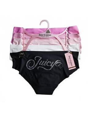 Juicy Couture 5 Pack Bikini Panties Seamless Logo Rhinestone Size Large NWT D99
